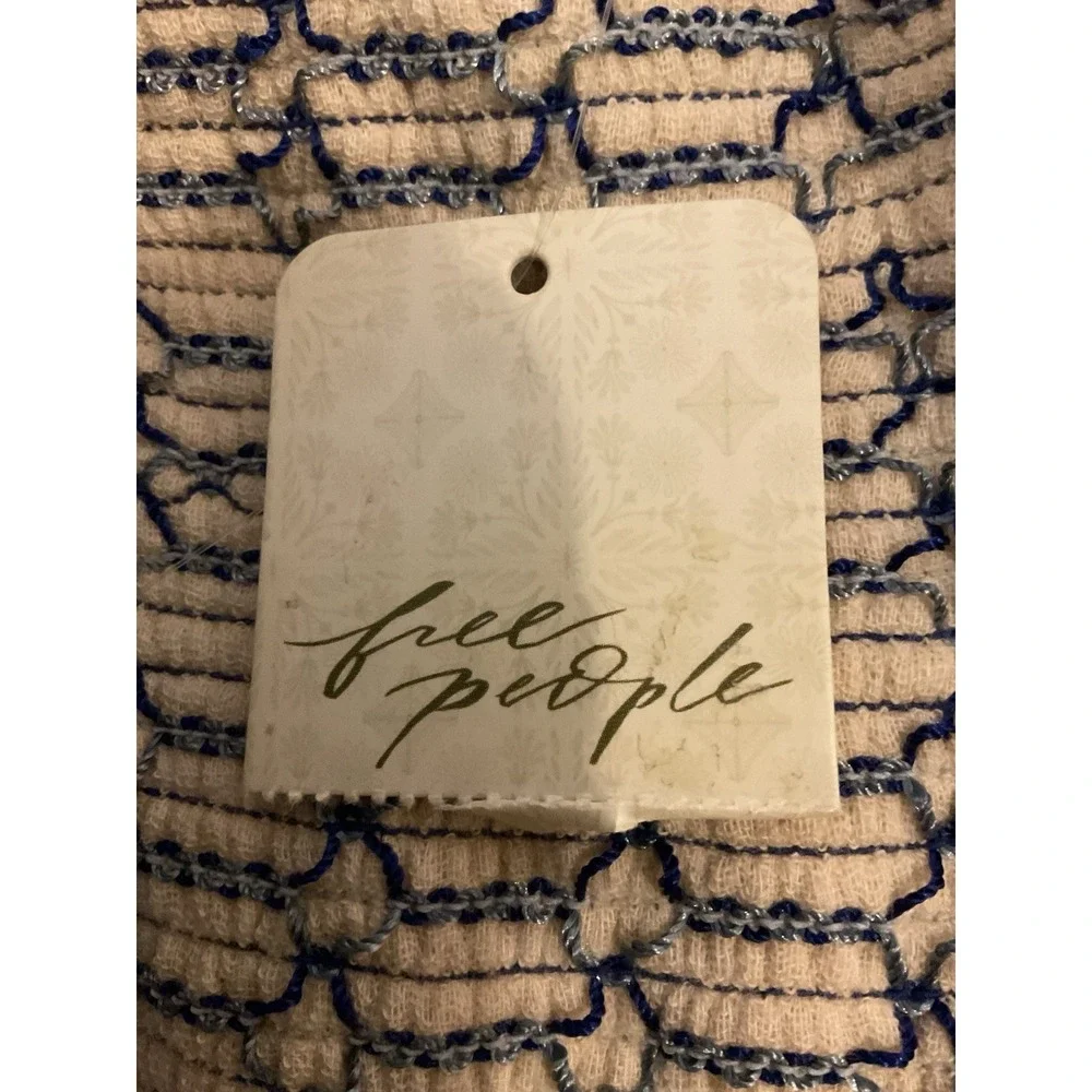 NWT Free People Dahlia WideLeg Floral Embroidered Ribbed 100% Cotton Jumpsuit XS - Picture 5 of 14